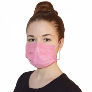 Pink disposable face mask